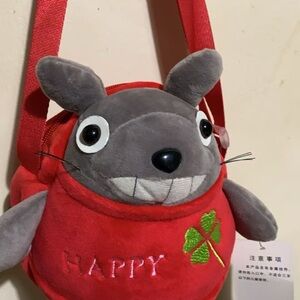 Red Plush Animal Shoulder Bag